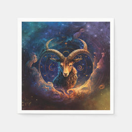 Guardanapo De Papel Design em Aquarela do Signo de Capricórnio