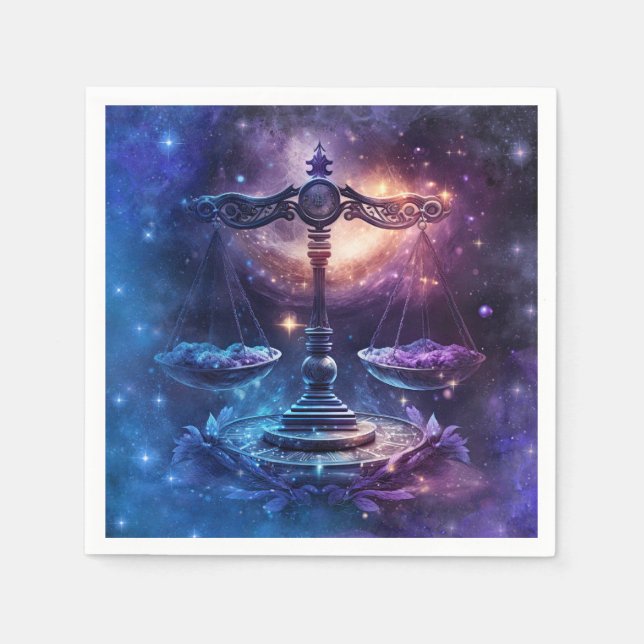 Guardanapo De Papel Design em Aquarela do Signo de Libra (Frente)