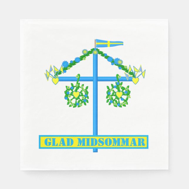 Guardanapo De Papel design escandinava,Midsommar Glad Personalizado (Frente)