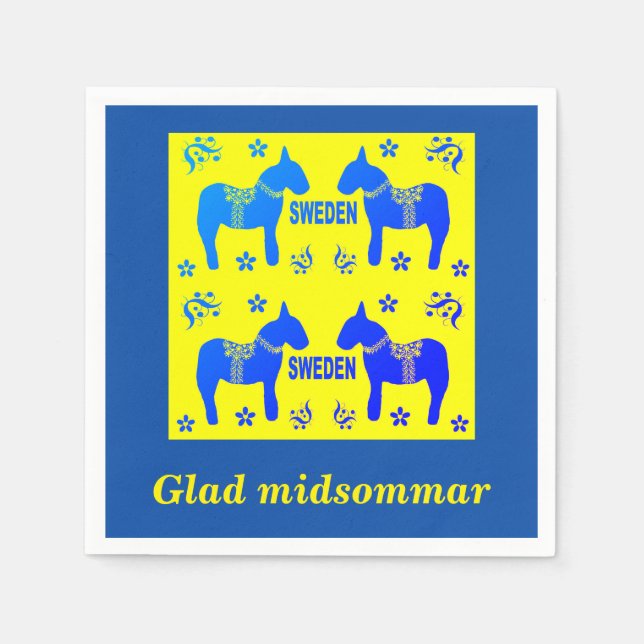 Guardanapo De Papel design escandinava,Midsommar Glad Personalizado (Frente)