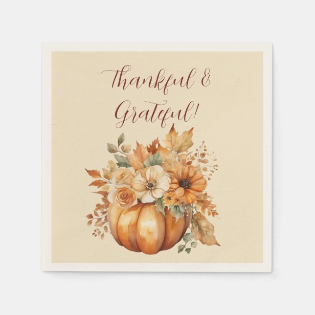 Guardanapo De Papel Design Floral de Abóbora de Aquarela (Frente)