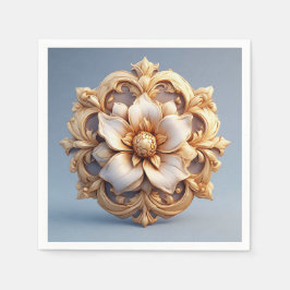 Guardanapo De Papel Design Floral do Ornamentado Dourado