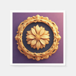 Guardanapo De Papel Design Floral do Ornamentado Dourado