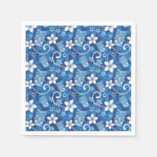 GUARDANAPO DE PAPEL DESIGN LUAU TIKI (AZUL BRILHO) (Frente)