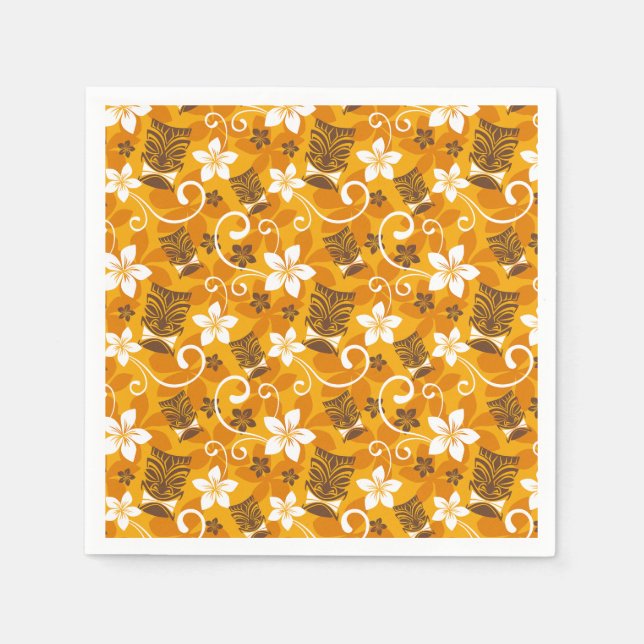 GUARDANAPO DE PAPEL DESIGN LUAU TIKI (LARANJA) (Frente)