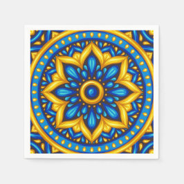 Guardanapo De Papel Design mexicano de azul e amarelo