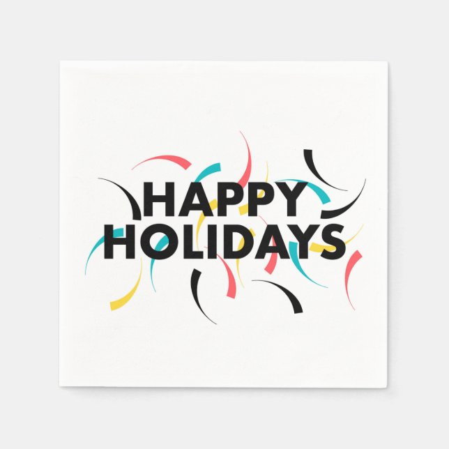 Guardanapo De Papel Design moderno e divertido de "Felizes Feriados" (Frente)