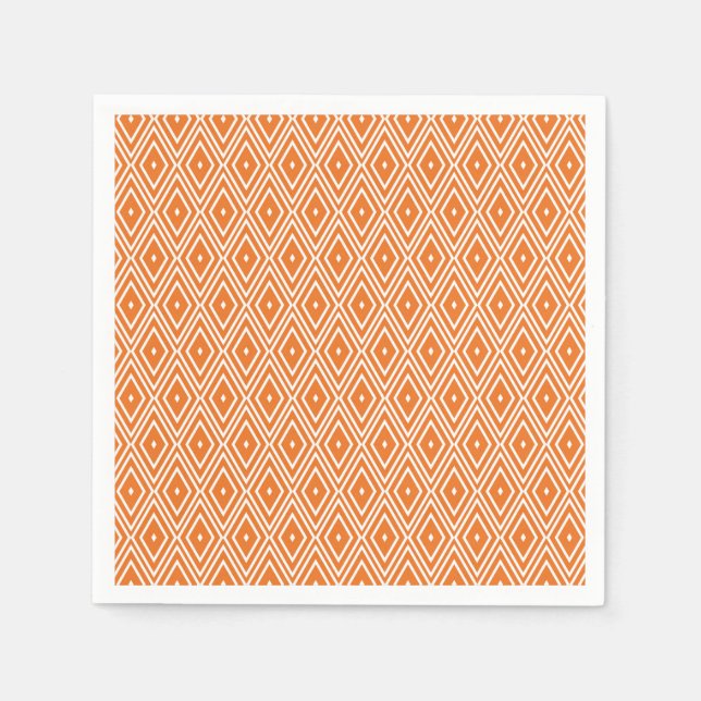 Guardanapo De Papel Design Napkins de Diamante Branco e Laranja (Frente)