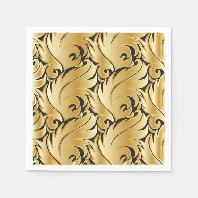 Guardanapo De Papel Design preto e Dourado de folha (Frente)
