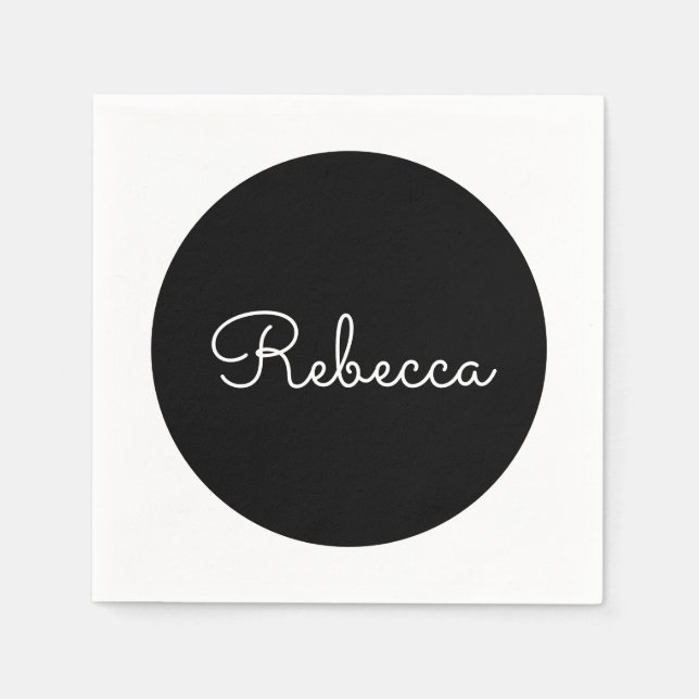 Guardanapo De Papel Design retromoderno de Script Branco Editável lega (Frente)