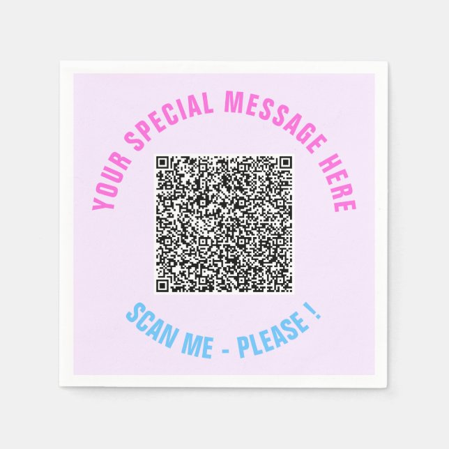 Guardanapo De Papel Design seu próprio texto e código QR Modelo de Náp (Frente)