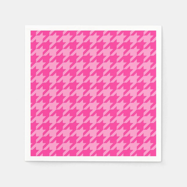 Guardanapo De Papel Design Xadrez Houndstooth Rosa Quente (Frente)