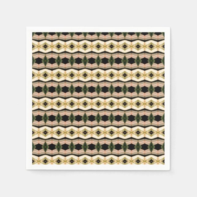 Guardanapo De Papel Designer de Taupe e Preto-Rosa Padrão (Frente)