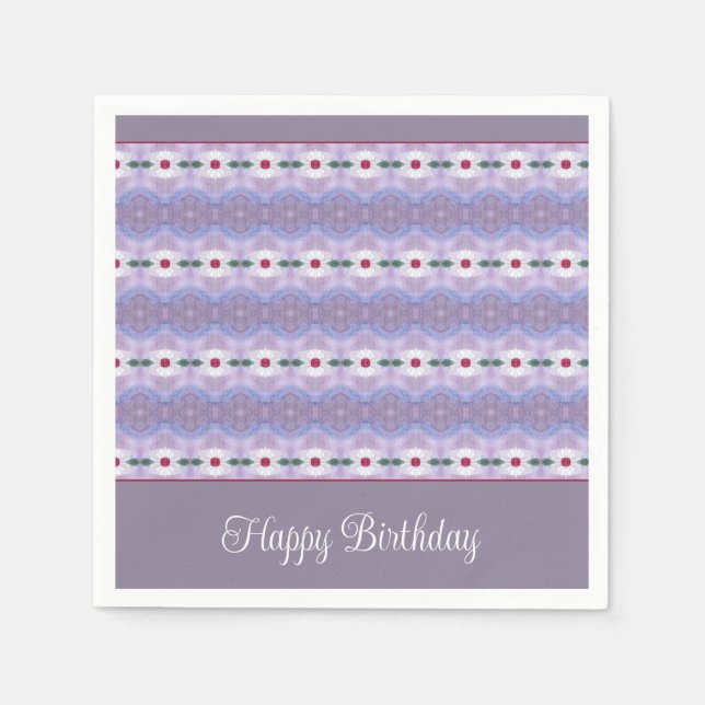 Guardanapo De Papel Designer Floral Branco E Azul Mauve (Frente)