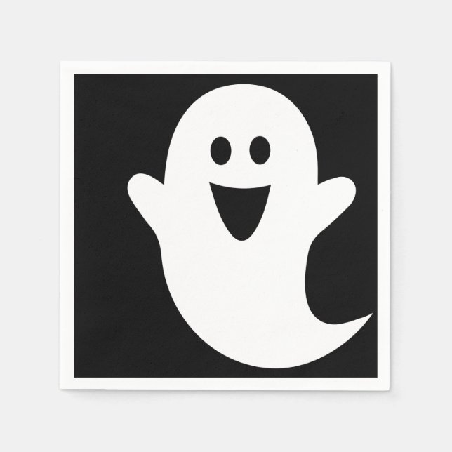 Guardanapo De Papel Designer Halloween, Fantasma em Preto (Frente)
