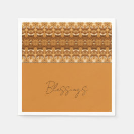 Guardanapo De Papel Designer Padrão Castanho E Dourado