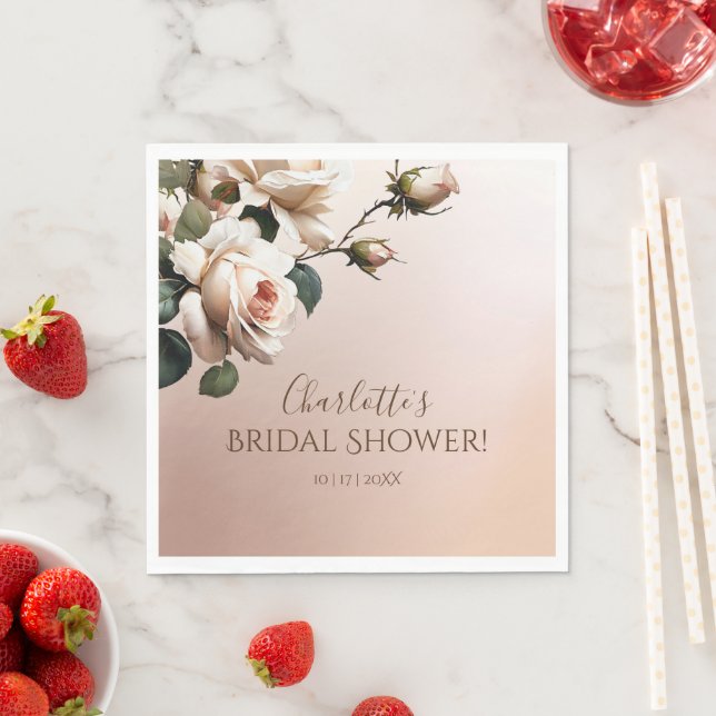 Guardanapo De Papel Deslumbrante Rosa Bege Óleo Rosa Chuveiro de Noiva (Insitu)