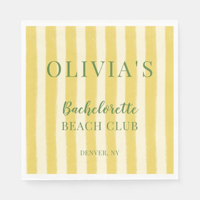Guardanapo De Papel Despedida de Solteira Amarela e Verde de Verão (Frente)