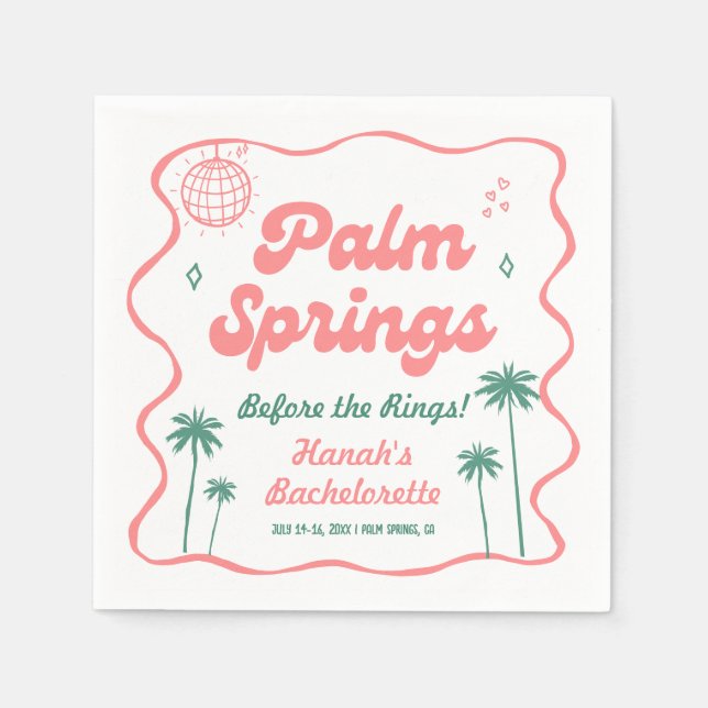 Guardanapo De Papel Despedida de Solteira em Palm Springs (Frente)