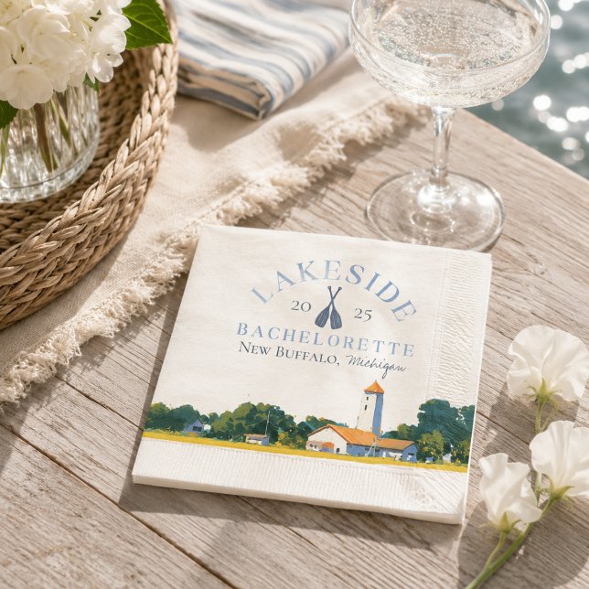 Guardanapo De Papel Despedida de Solteira no Lago Costeiro (Coastal Lake Bachelorette Napkins)