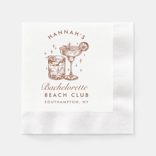Guardanapo De Papel Despedida de Solteira Personalizado Retro Cocktail (Frente)
