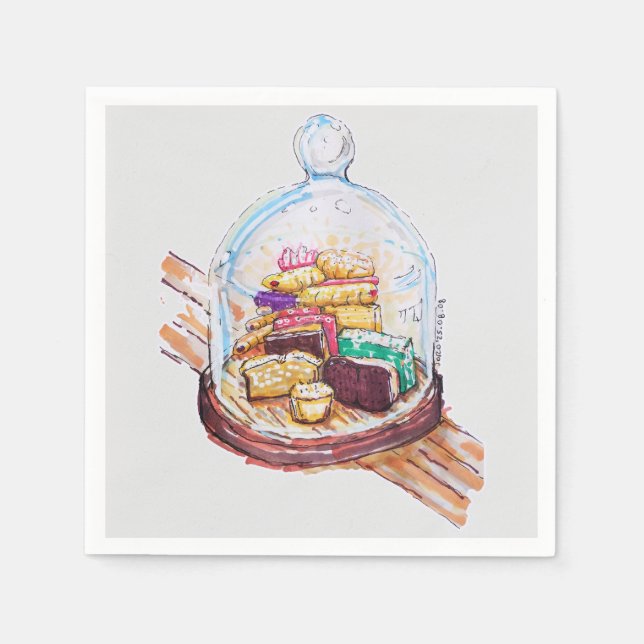 Guardanapo De Papel Desserts Sob Cama De Vidro (Frente)