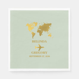 Guardanapo De Papel Destino Casamento do World Passport Sage Green Dou