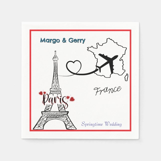 Guardanapo De Papel Destino de Casamento no Exterior - Paris, França (Frente)