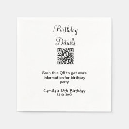 Guardanapo De Papel Detalhes da festa de aniversário de verificação QR