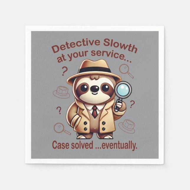 Guardanapo De Papel "Detetive Sloth" Sloth Private Eye (Frente)