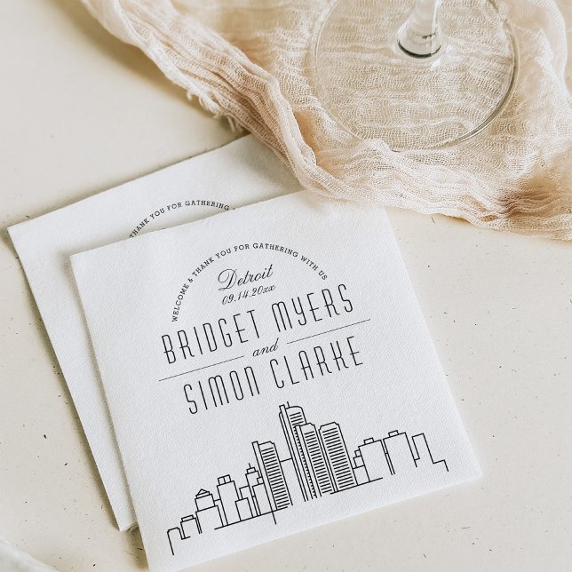 Guardanapo De Papel Detroit Deco Skyline | Evento de Casamento Napkins (Criador carregado)