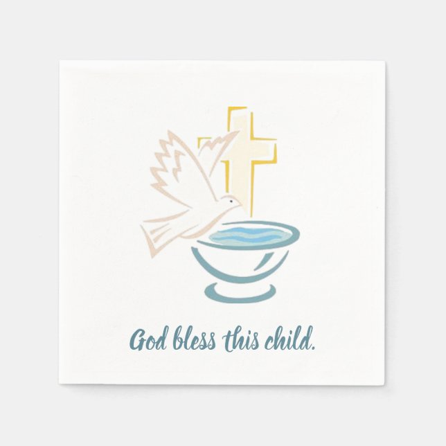Guardanapo De Papel Deus abençoe esta criança (azul) (Frente)