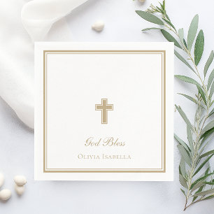 Guardanapo De Papel Deus Abençoe Menina Cruz de Ouro Batismo