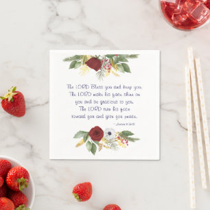 Guardanapo De Papel Deus Abençoe Você Bíblia Verse Rosa vermelha Flora