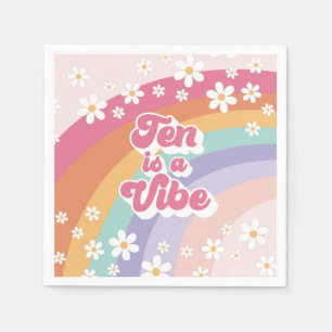 Guardanapo De Papel Dez é um Vibe Retro Arco-íris 10º Aniversário