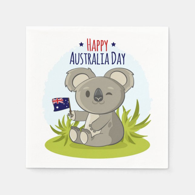 Guardanapo De Papel Dia da Austrália Feliz do Koala | Feriados (Frente)