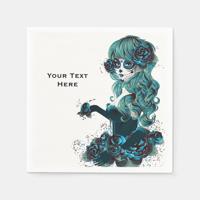 Guardanapo De Papel Dia da Bela Maquiagem de Crânio de Açúcar (Frente)