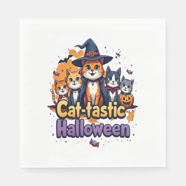 Guardanapo De Papel Dia das Bruxas de Gato-Tástico (Frente)