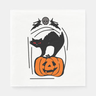 Guardanapo De Papel Dia das Bruxas. Gato preto.
