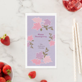 Guardanapo De Papel Dia de Ação de Graças Rosa Folhas de Outono Nome P