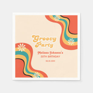 Guardanapo De Papel Dia de Aniversário do Partido Retro Groovy Daisies
