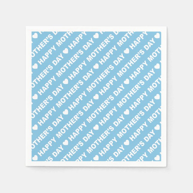Guardanapo De Papel Dia de as mães branco feliz em azul claro (Frente)