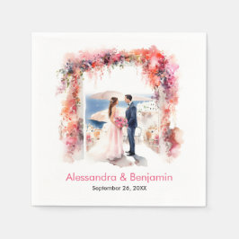 Guardanapo De Papel Dia de casamento em Watercolor | Tema grego |