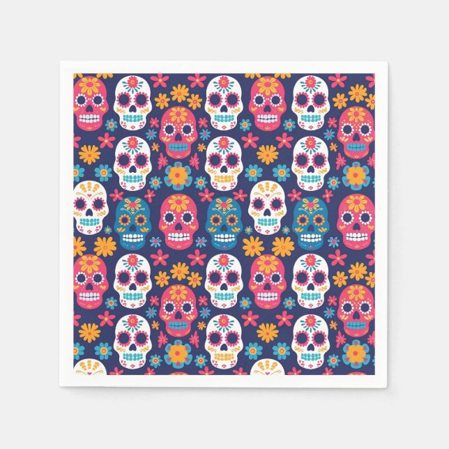 Guardanapo De Papel Dia de Los Muertos Halloween Papel de Padrão Napki (Frente)