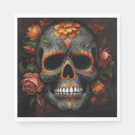 Guardanapo De Papel Dia de los Muertos pintou a calavera do crânio