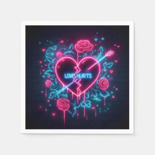 Guardanapo De Papel Dia de os namorados Ama Machuca Neon Heart