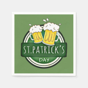 Guardanapo De Papel Dia de Patrick, Beer Mugs, Green Irish