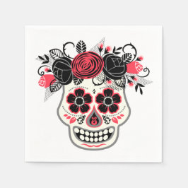 Guardanapo De Papel Dia de perdido Muertos Sugar Skull com Rosas