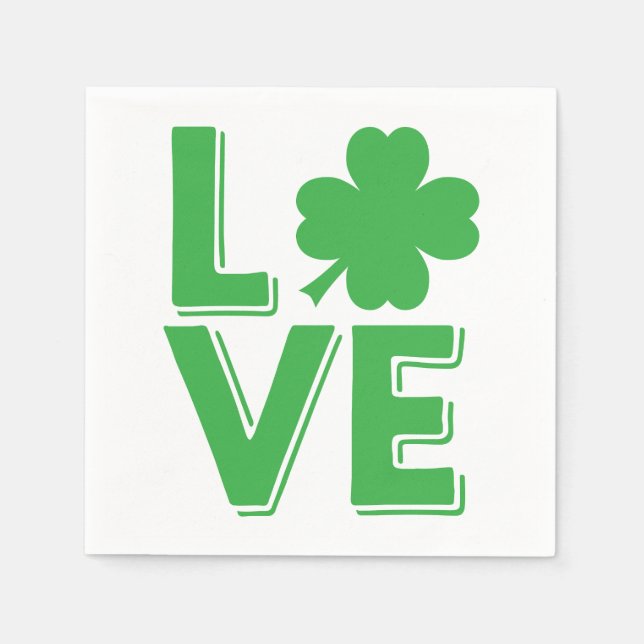 Guardanapo De Papel Dia de São Patrício Amor Irlandês Trevo Verde (Frente)