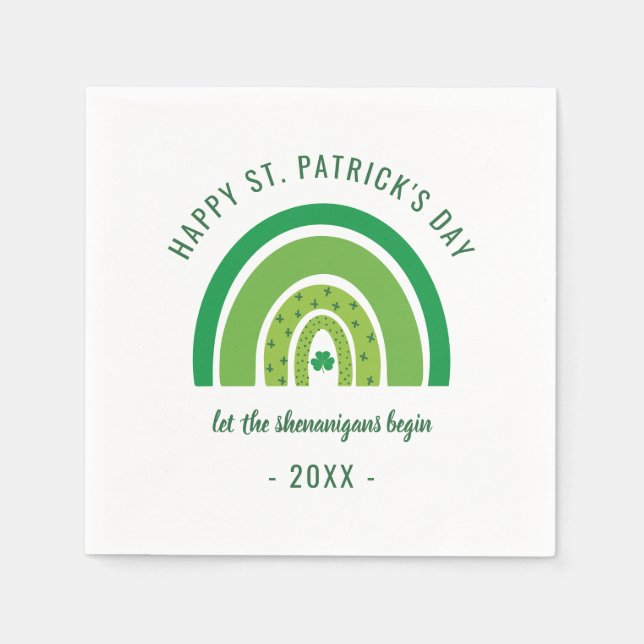 Guardanapo De Papel Dia de São Patrício Feliz de Shamrock Irlandês Ver (Frente)